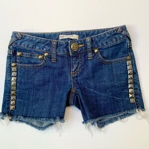 Free People Low Rise Cotton Blend Studded Frayed denim shorts women’s size XXS